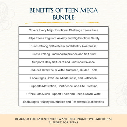 Ultimate Teen Mega Bundle — 8+ Therapist-Approved Tools to Build Confidence, Clarity & Emotional Strength to Boost Your Teen Growth