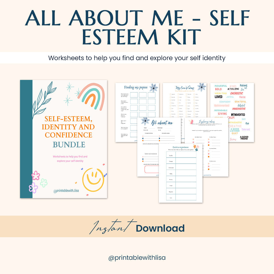 Therapy Worksheet Bundle, Psychology Resources, Inner Critic, Boundaries, Trauma, Acceptance Therapy, Safety Plan, Planner, Affirmations, GAD