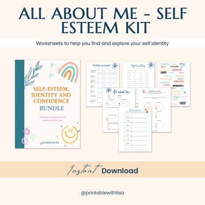 Therapy Worksheet Bundle, Psychology Resources, Inner Critic, Boundaries, Trauma, Acceptance Therapy, Safety Plan, Planner, Affirmations, GAD